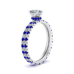 Load image into Gallery viewer, underhalo-eternity-heart-shaped-diamond-wedding-band-set-with-sapphire-in-FD9168HTGSABLANGLE3-NL-WG
