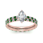 Load image into Gallery viewer, underhalo-eternity-marquise-cut-diamond-wedding-band-set-with-emerald-in-FD9168MQGEMGRANGLE3-NL-RG
