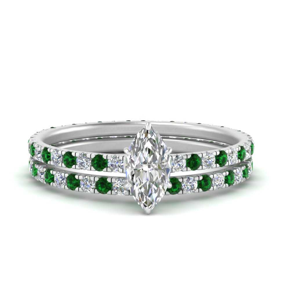 underhalo-eternity-marquise-cut-diamond-wedding-band-set-with-emerald-in-FD9168MQGEMGRANGLE3-NL-WG
