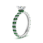 Load image into Gallery viewer, underhalo-eternity-marquise-cut-diamond-wedding-band-set-with-emerald-in-FD9168MQGEMGRANGLE3-NL-WG
