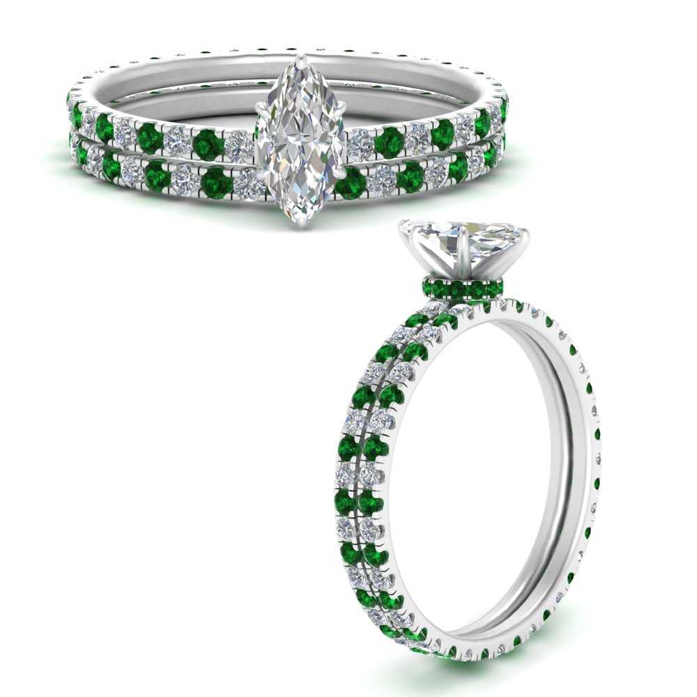 underhalo-eternity-marquise-cut-diamond-wedding-band-set-with-emerald-in-FD9168MQGEMGRANGLE3-NL-WG