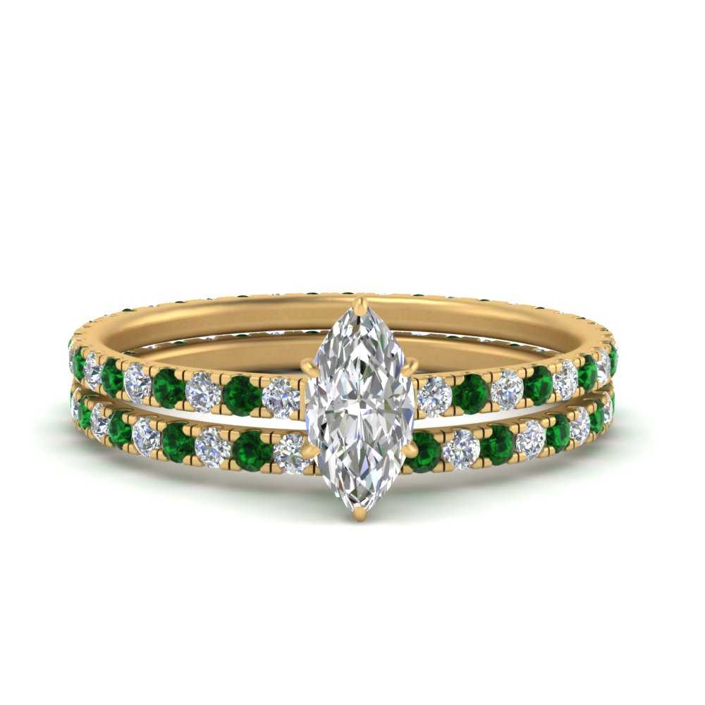 underhalo-eternity-marquise-cut-diamond-wedding-band-set-with-emerald-in-FD9168MQGEMGRANGLE3-NL-YG