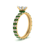 Load image into Gallery viewer, underhalo-eternity-marquise-cut-diamond-wedding-band-set-with-emerald-in-FD9168MQGEMGRANGLE3-NL-YG
