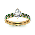 Load image into Gallery viewer, underhalo-eternity-marquise-cut-diamond-wedding-band-set-with-emerald-in-FD9168MQGEMGRANGLE3-NL-YG
