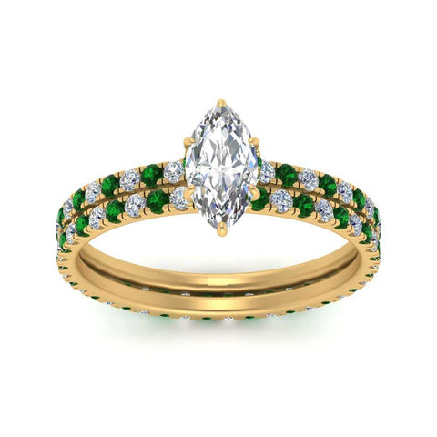 underhalo-eternity-marquise-cut-diamond-wedding-band-set-with-emerald-in-FD9168MQGEMGRANGLE3-NL-YG