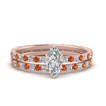 Load image into Gallery viewer, underhalo-eternity-marquise-cut-diamond-wedding-band-set-with-orange-sapphire-in-FD9168MQGSAORANGLE3-NL-RG