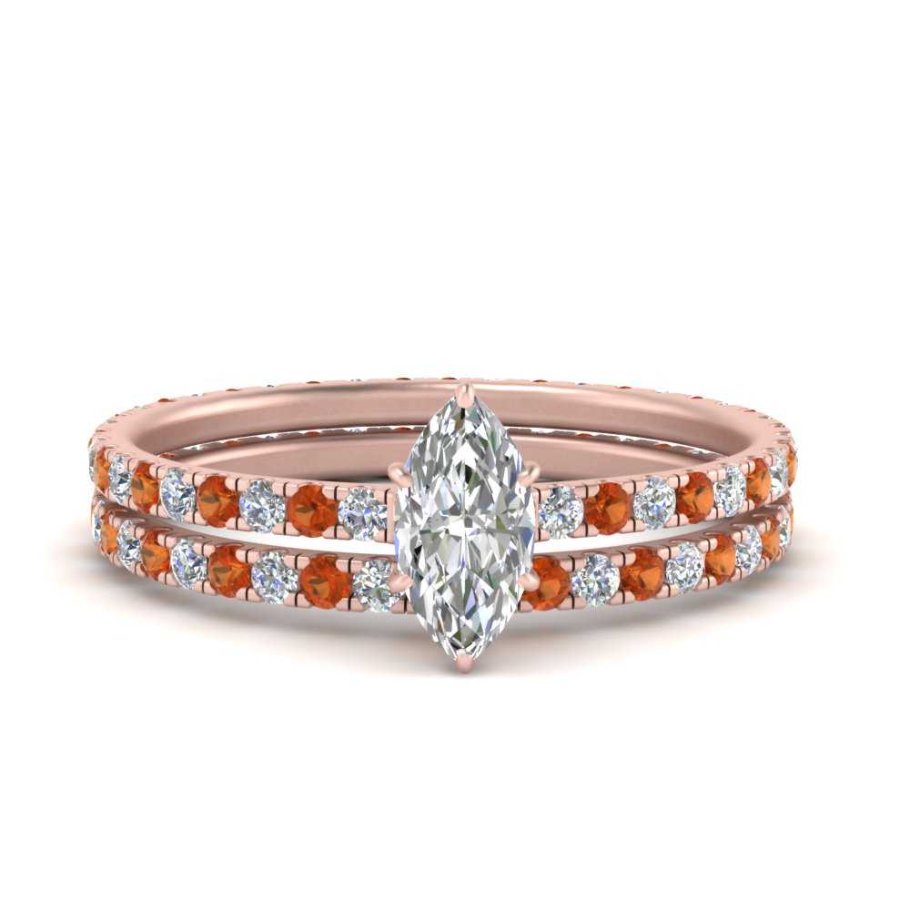 underhalo-eternity-marquise-cut-diamond-wedding-band-set-with-orange-sapphire-in-FD9168MQGSAORANGLE3-NL-RG