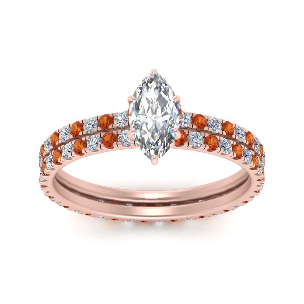 underhalo-eternity-marquise-cut-diamond-wedding-band-set-with-orange-sapphire-in-FD9168MQGSAORANGLE3-NL-RG