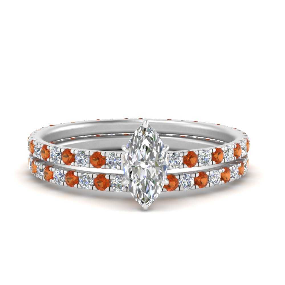 underhalo-eternity-marquise-cut-diamond-wedding-band-set-with-orange-sapphire-in-FD9168MQGSAORANGLE3-NL-WG