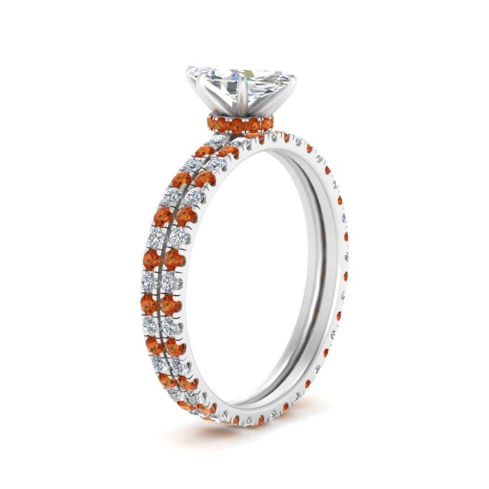 underhalo-eternity-marquise-cut-diamond-wedding-band-set-with-orange-sapphire-in-FD9168MQGSAORANGLE3-NL-WG