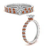 Load image into Gallery viewer, underhalo-eternity-marquise-cut-diamond-wedding-band-set-with-orange-sapphire-in-FD9168MQGSAORANGLE3-NL-WG
