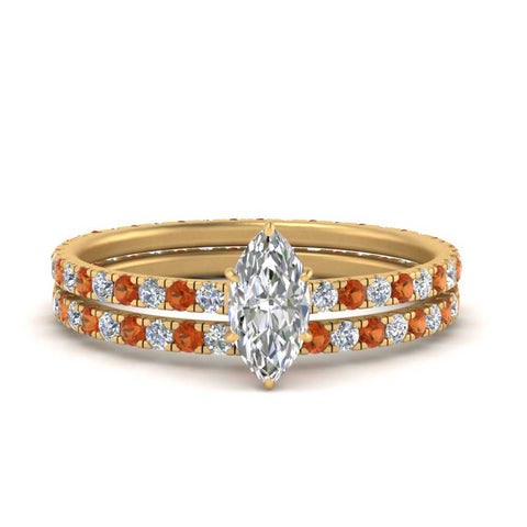 underhalo-eternity-marquise-cut-diamond-wedding-band-set-with-orange-sapphire-in-FD9168MQGSAORANGLE3-NL-YG
