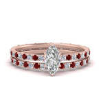 Load image into Gallery viewer, underhalo-eternity-marquise-cut-diamond-wedding-band-set-with-ruby-in-FD9168MQGRUDRANGLE3-NL-RG
