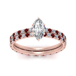 Load image into Gallery viewer, underhalo-eternity-marquise-cut-diamond-wedding-band-set-with-ruby-in-FD9168MQGRUDRANGLE3-NL-RG
