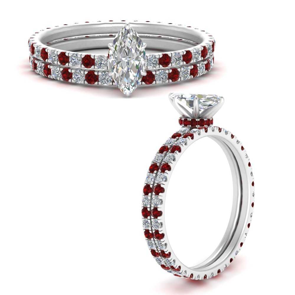 underhalo-eternity-marquise-cut-diamond-wedding-band-set-with-ruby-in-FD9168MQGRUDRANGLE3-NL-WG