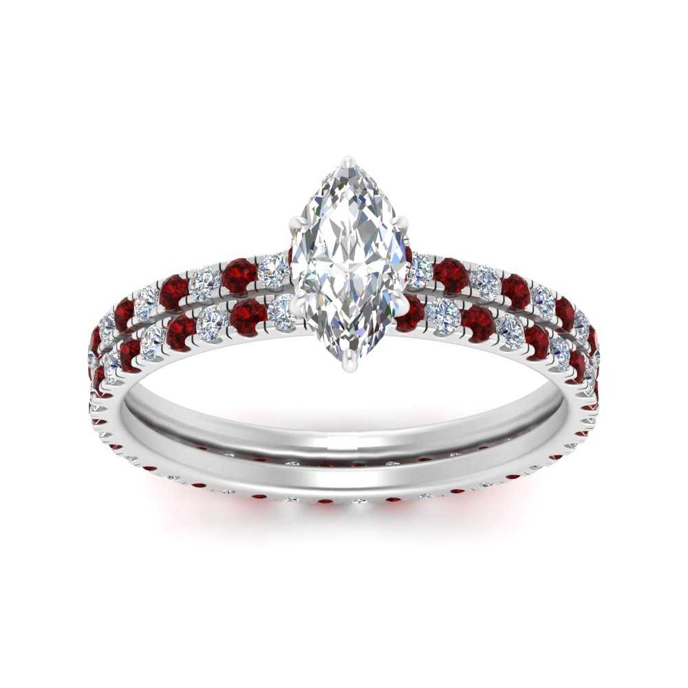 underhalo-eternity-marquise-cut-diamond-wedding-band-set-with-ruby-in-FD9168MQGRUDRANGLE3-NL-WG