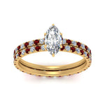Load image into Gallery viewer, underhalo-eternity-marquise-cut-diamond-wedding-band-set-with-ruby-in-FD9168MQGRUDRANGLE3-NL-YG
