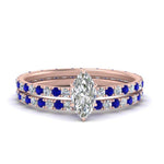Load image into Gallery viewer, underhalo-eternity-marquise-cut-diamond-wedding-band-set-with-sapphire-in-FD9168MQGSABLANGLE3-NL-RG

