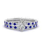 Load image into Gallery viewer, underhalo-eternity-marquise-cut-diamond-wedding-band-set-with-sapphire-in-FD9168MQGSABLANGLE3-NL-WG
