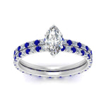 Load image into Gallery viewer, underhalo-eternity-marquise-cut-diamond-wedding-band-set-with-sapphire-in-FD9168MQGSABLANGLE3-NL-WG