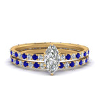 Load image into Gallery viewer, underhalo-eternity-marquise-cut-diamond-wedding-band-set-with-sapphire-in-FD9168MQGSABLANGLE3-NL-YG
