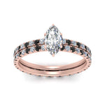 Load image into Gallery viewer, underhalo-eternity-marquise-cut-wedding-band-set-with-black-diamond-in-FD9168MQGBLACKANGLE3-NL-RG