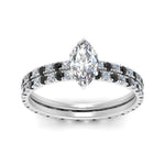 Load image into Gallery viewer, underhalo-eternity-marquise-cut-wedding-band-set-with-black-diamond-in-FD9168MQGBLACKANGLE3-NL-WG