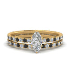 Load image into Gallery viewer, underhalo-eternity-marquise-cut-wedding-band-set-with-black-diamond-in-FD9168MQGBLACKANGLE3-NL-YG
