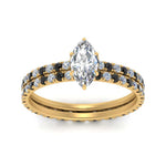 Load image into Gallery viewer, underhalo-eternity-marquise-cut-wedding-band-set-with-black-diamond-in-FD9168MQGBLACKANGLE3-NL-YG