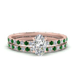 Load image into Gallery viewer, underhalo-eternity-oval-shaped-diamond-wedding-band-set-with-emerald-in-FD9168OVGEMGRANGLE3-NL-RG
