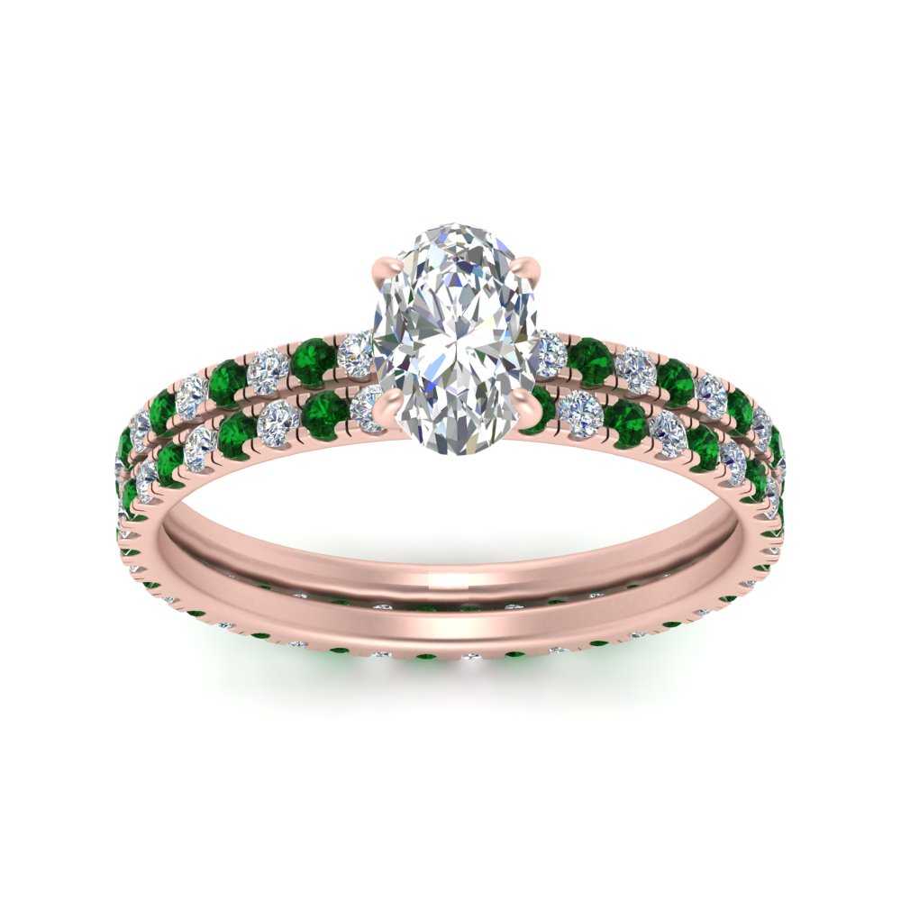 underhalo-eternity-oval-shaped-diamond-wedding-band-set-with-emerald-in-FD9168OVGEMGRANGLE3-NL-RG