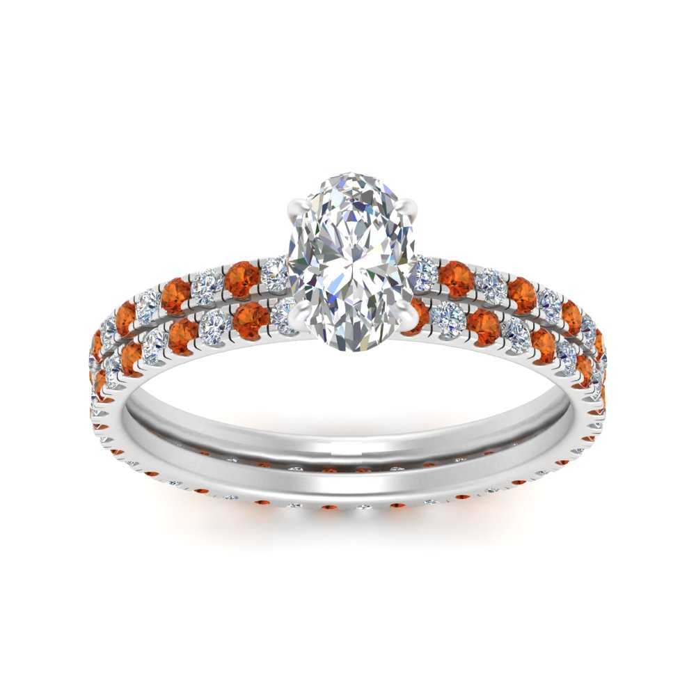 underhalo-eternity-oval-shaped-diamond-wedding-band-set-with-orange-sapphire-in-FD9168OVGSAORANGLE3-NL-WG