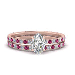 Load image into Gallery viewer, underhalo-eternity-oval-shaped-diamond-wedding-band-set-with-pink-sapphire-in-FD9168OVGSADRPIANGLE3-NL-RG
