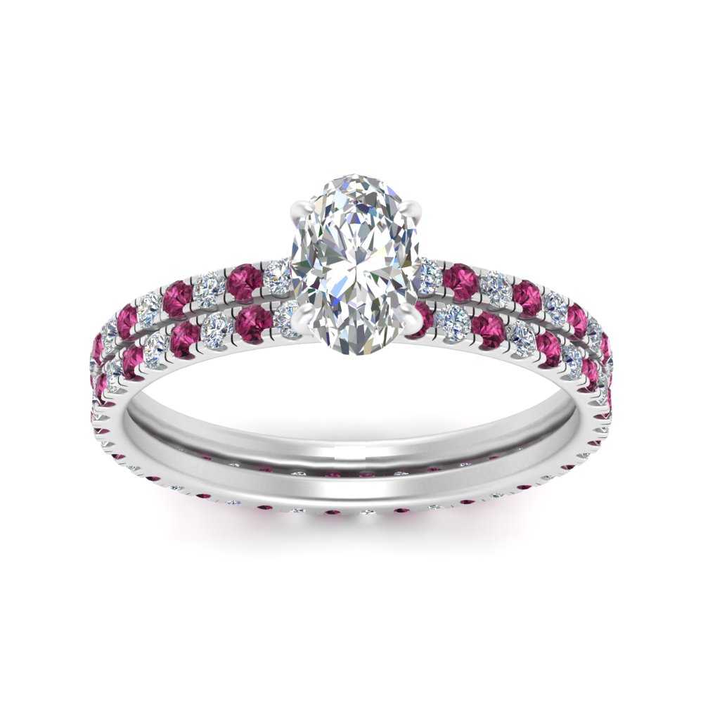 underhalo-eternity-oval-shaped-diamond-wedding-band-set-with-pink-sapphire-in-FD9168OVGSADRPIANGLE3-NL-WG