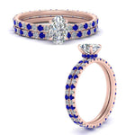 Load image into Gallery viewer, underhalo-eternity-oval-shaped-diamond-wedding-band-set-with-sapphire-in-FD9168OVGSABLANGLE3-NL-RG
