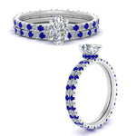 Load image into Gallery viewer, underhalo-eternity-oval-shaped-diamond-wedding-band-set-with-sapphire-in-FD9168OVGSABLANGLE3-NL-WG
