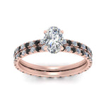 Load image into Gallery viewer, underhalo-eternity-oval-shaped-wedding-band-set-with-black-diamond-in-FD9168OVGBLACKANGLE3-NL-RG

