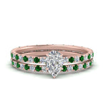 Load image into Gallery viewer, underhalo-eternity-pear-shaped-diamond-wedding-band-set-with-emerald-in-FD9168PEGEMGRANGLE3-NL-RG
