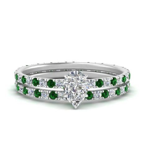 underhalo-eternity-pear-shaped-diamond-wedding-band-set-with-emerald-in-FD9168PEGEMGRANGLE3-NL-WG