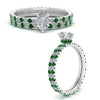 Load image into Gallery viewer, underhalo-eternity-pear-shaped-diamond-wedding-band-set-with-emerald-in-FD9168PEGEMGRANGLE3-NL-WG