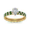 Load image into Gallery viewer, underhalo-eternity-pear-shaped-diamond-wedding-band-set-with-emerald-in-FD9168PEGEMGRANGLE3-NL-YG