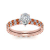 Load image into Gallery viewer, underhalo-eternity-pear-shaped-diamond-wedding-band-set-with-orange-sapphire-in-FD9168PEGSAORANGLE3-NL-RG