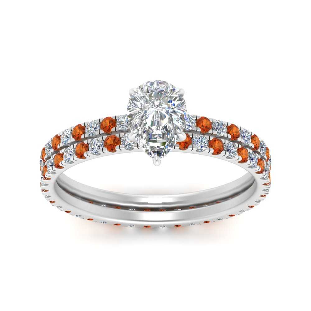 underhalo-eternity-pear-shaped-diamond-wedding-band-set-with-orange-sapphire-in-FD9168PEGSAORANGLE3-NL-WG