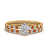 Load image into Gallery viewer, underhalo-eternity-pear-shaped-diamond-wedding-band-set-with-orange-sapphire-in-FD9168PEGSAORANGLE3-NL-YG