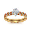 Load image into Gallery viewer, underhalo-eternity-pear-shaped-diamond-wedding-band-set-with-orange-sapphire-in-FD9168PEGSAORANGLE3-NL-YG