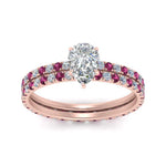 Load image into Gallery viewer, underhalo-eternity-pear-shaped-diamond-wedding-band-set-with-pink-sapphire-in-FD9168PEGSADRPIANGLE3-NL-RG
