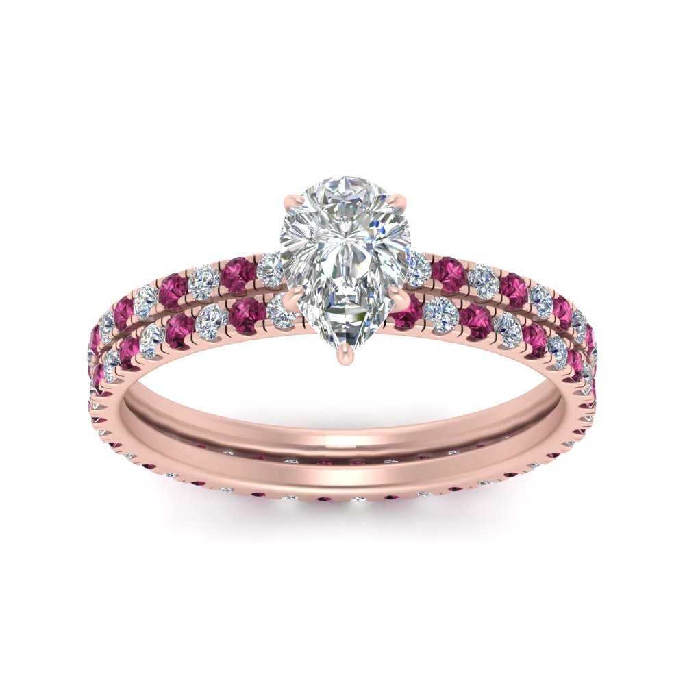 underhalo-eternity-pear-shaped-diamond-wedding-band-set-with-pink-sapphire-in-FD9168PEGSADRPIANGLE3-NL-RG