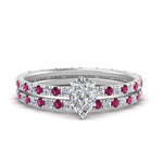 Load image into Gallery viewer, underhalo-eternity-pear-shaped-diamond-wedding-band-set-with-pink-sapphire-in-FD9168PEGSADRPIANGLE3-NL-WG
