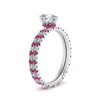 Load image into Gallery viewer, underhalo-eternity-pear-shaped-diamond-wedding-band-set-with-pink-sapphire-in-FD9168PEGSADRPIANGLE3-NL-WG