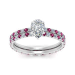 Load image into Gallery viewer, underhalo-eternity-pear-shaped-diamond-wedding-band-set-with-pink-sapphire-in-FD9168PEGSADRPIANGLE3-NL-WG
